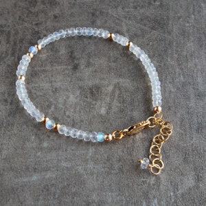 Moonstone Bracelet, June Birthstone Bracelets for Women, Rainbow Moonstone Jewelry in Sterling Silver & Gold, Gifts for Her image 5