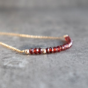 Garnet Necklace, January Birthday Gift for Her, Gold Garnet Necklace, Beaded Necklace, Sterling Silver Necklace, Birthstone Jewelry image 5