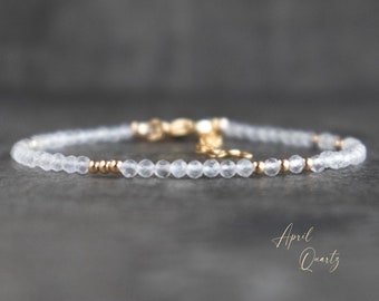 Clear Quartz Bracelet, Crystal Bracelets for Women, April Birthstone Gifts for Her