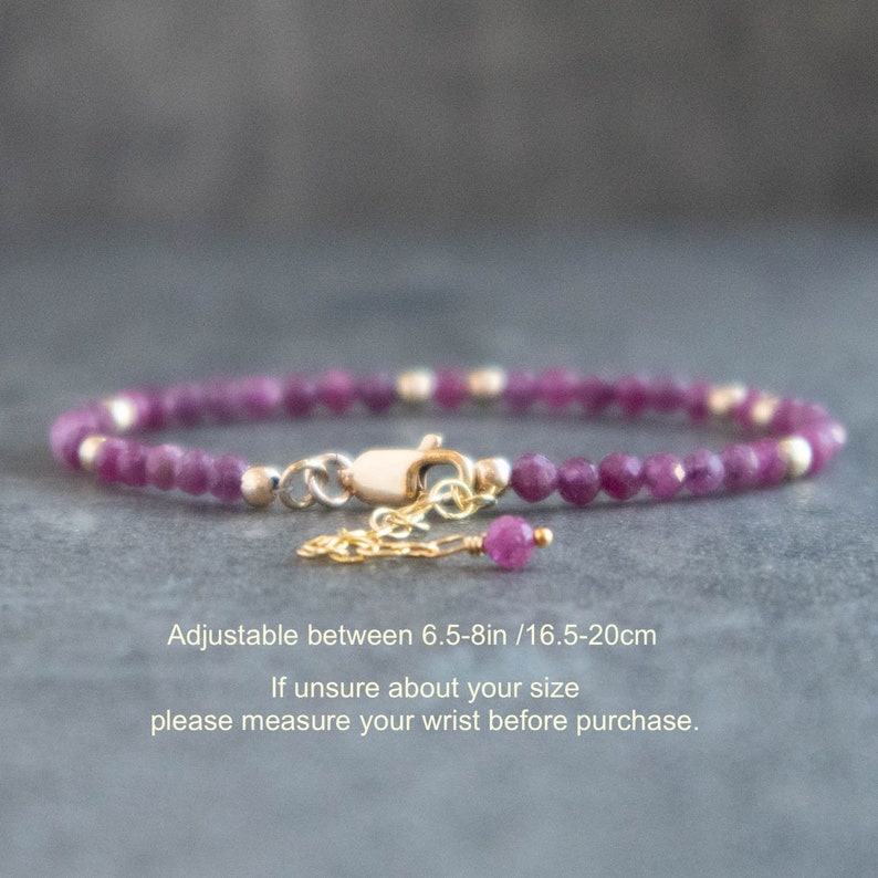 Ruby Bracelet, Wedding Anniversary Gifts, Ruby Birthstone Bracelet for Women in Gold, Silver&Rose Gold, Ruby Jewellery image 3