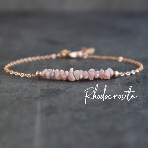 Rhodochrosite Bracelet Raw Crystal Bracelets for Women