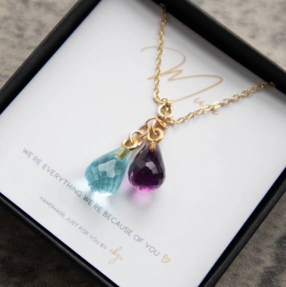 Birthstone Necklace for Mom Mother's 