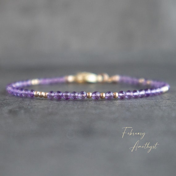 Amethyst Bracelet Dainty Crystal Bracelets for Women February