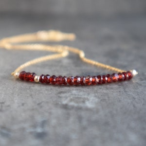 Garnet Necklace, January Birthday Gift for Her, Gold Garnet Necklace, Beaded Necklace, Sterling Silver Necklace, Birthstone Jewelry image 6