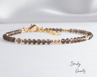 Smokey Quartz Bracelet, Dainty Crystal Bracelets for Women, Gifts for Her, Smoky Quartz Jewelry