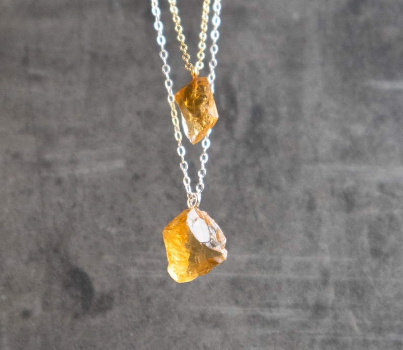 Citrine Necklace, Raw Crystal Necklace, November Birthstone Jewelry, Birthday Gifts for Women in Sterling Silver and Gold image 7