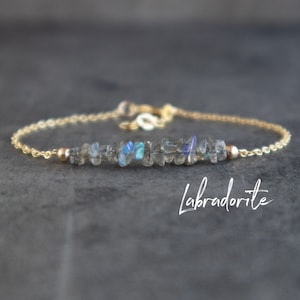 Labradorite Bracelet, Raw Crystal Bracelets for Women, Labradorite Jewelry, Gifts for Her image 1