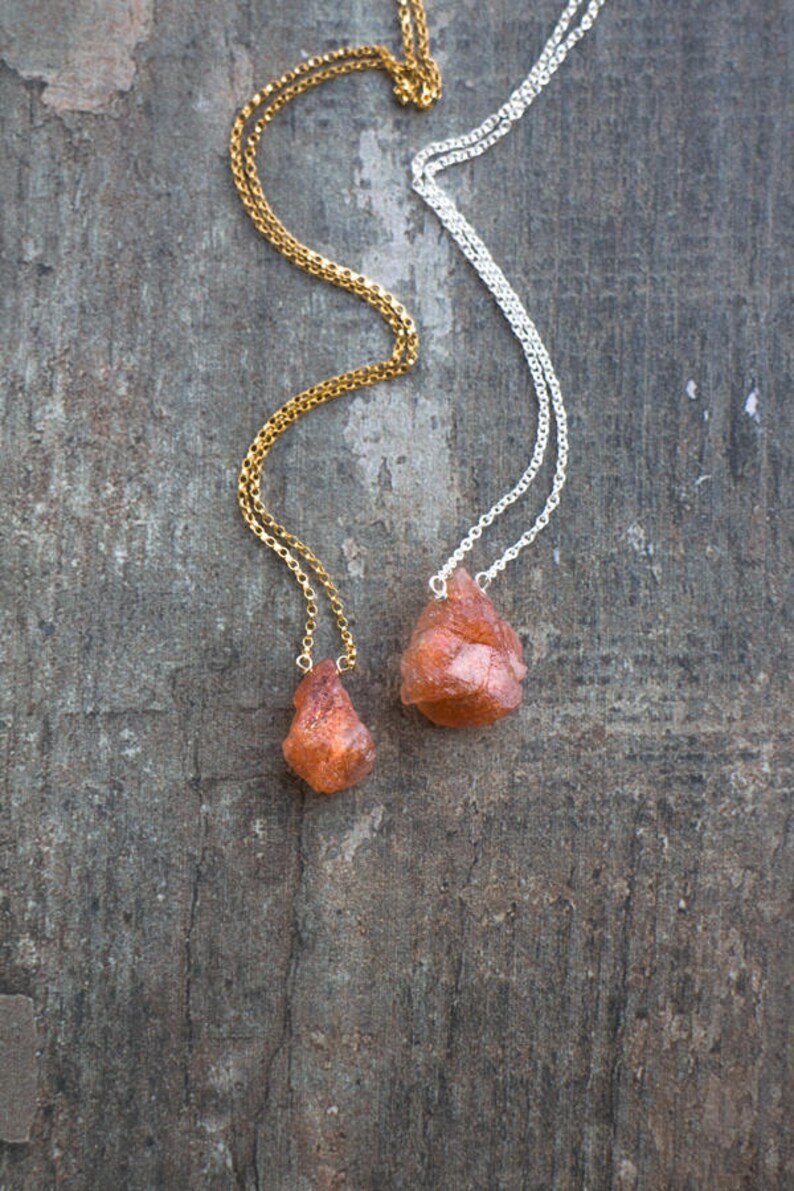 Raw Crystal Necklace Sunstone Necklace Good Luck Gift for Etsy UK