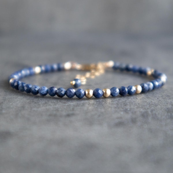 Natural Sapphire Bracelet, Gemstone Bracelet, Beaded Bracelet, September Birthstone Jewelry Gifts for Women