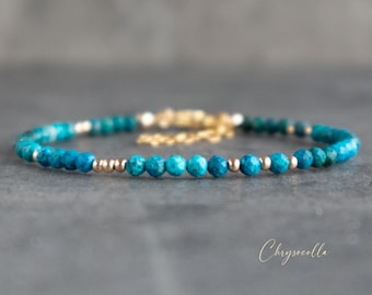 Chrysocolla Bracelet, Dainty Crystal Bracelets for Women, Handmade Gift for Her