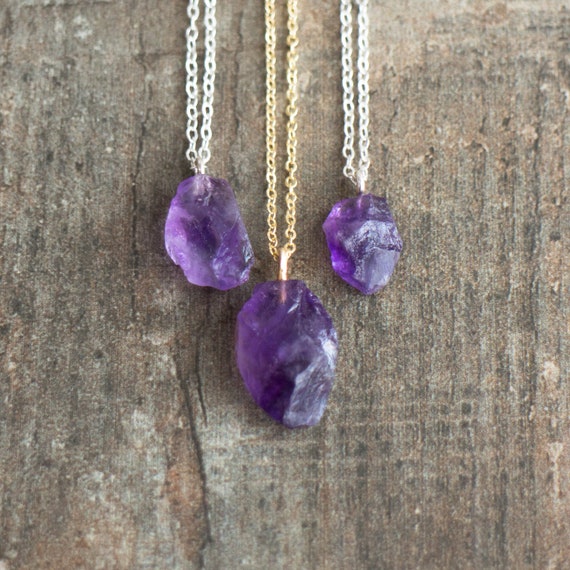 Raw Amethyst Necklace Large Natural - Raw Amethyst Pendant Uk