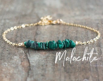 Bracciale in malachite grezza, braccialetti di guarigione di cristallo per le donne, gioielli in vera malachite, regali per lei