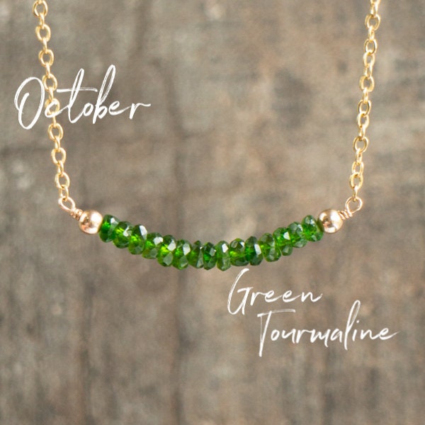 Collier tourmaline verte, colliers de pierres de naissance d’octobre pour femmes, cadeaux pour elle