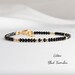 Black Tourmaline Bracelet, Dainty Bracelets for Women, October Birthstone Beaded Bracelet in Sterling Silver, Rose Gold, Black Bracelet