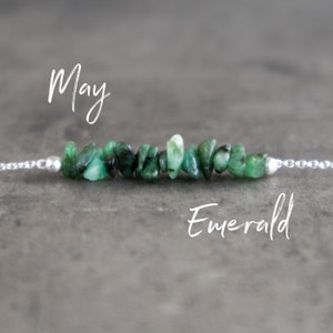 Emerald Necklace, Raw Crystal Necklace, May Birthstone Necklaces for Women, Emerald Jewelry, Gifts for Her image 1