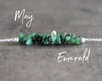 Emerald Necklace, Raw Crystal Necklace, May Birthstone Necklaces for Women, Emerald Jewelry, Gifts for Her
