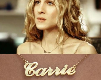 Carrie Name Necklace, Nameplate Necklace Gold, Sterling Silver, Rose Gold, Custom Name Necklace Gift for Her, Gifts for Best Friend Female