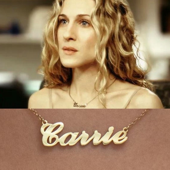 Carrie Name Necklace, Gold Nameplate Necklace, Custom Name