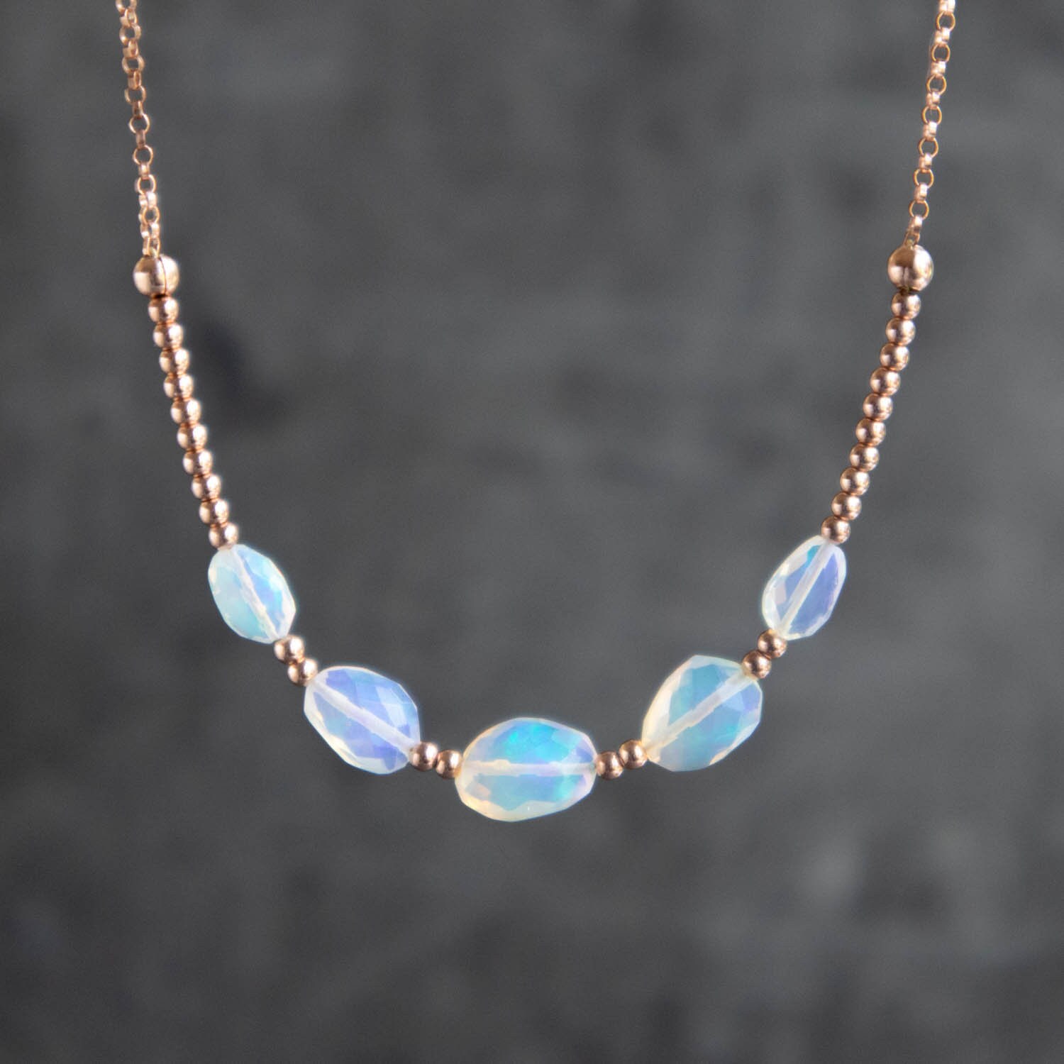 Fire Opal Necklace in Gold Filled 