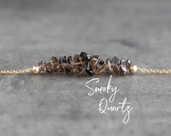 Smoky Quartz Necklace, Raw Crystal Necklaces for Women, Smokey Quartz Jewelry, Gift for Her, Sterling Silver or Gold Filled