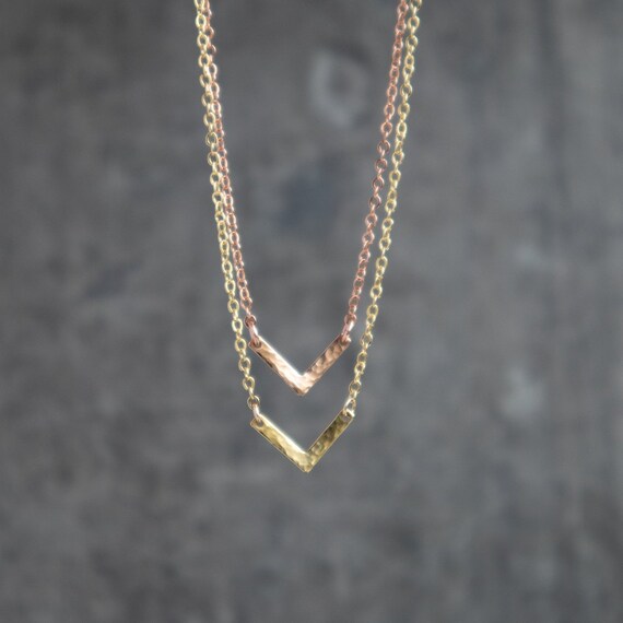 Double Chevron Necklace Layered 