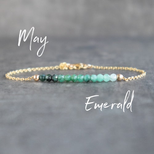 Emerald Bracelet, Birthday Gifts for Her, May Birthstone Jewelry, Bridesmaid Gifts, Dainty Bracelet