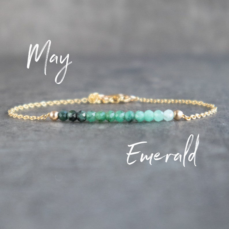 Emerald Bracelet, Birthday Gifts for Her, May Birthstone Bracelet, Ombre Emerald Jewelry, Bridesmaid Gifts, Dainty Bracelet 