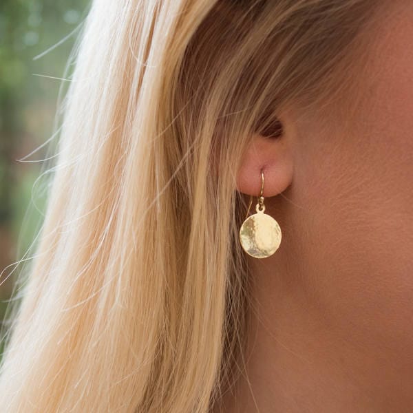 Gehämmerte Gold Ohrringe, Minimalistische Gold Filled Disc Ohrringe für Frauen, Rosegold Ohrringe, Geschenke für Sie