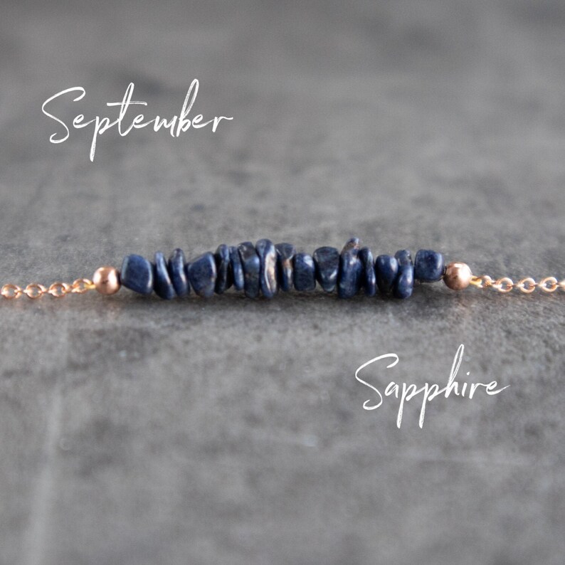 Raw Sapphire Necklace, September Birthstone Necklaces for Women, Birthday Gifts for Her, Sapphire Jewelry image 1