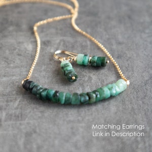 Raw Emerald Necklace, Gifts for Her, Emerald Jewelry, May Birthstone, Crystal Layering Necklaces for Women image 3