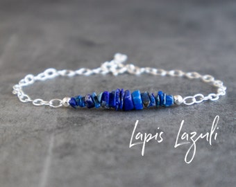 Raw Lapis Lazuli Bracelet, September Birthstone Jewelry Gifts for Her, Raw Crystal Bracelets for Women