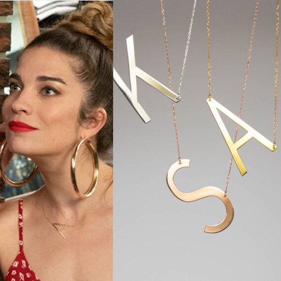 Alexis Rose Large Initial Necklace Big Letter Necklace Sideways