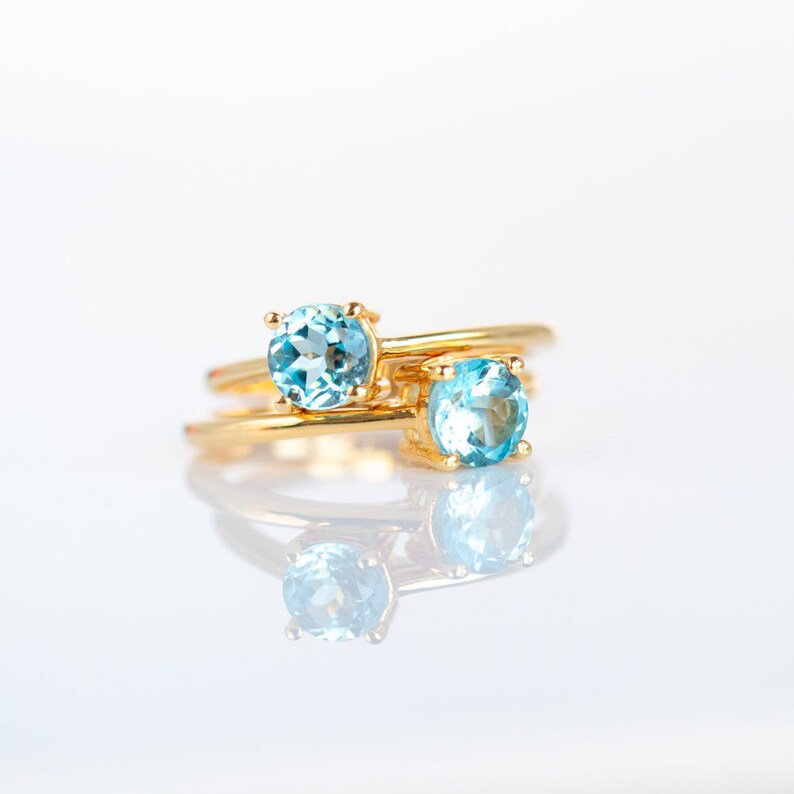 Swiss Blue Topaz Ring* Minimalist Ring* December Birthstone Ring* Dainty Ring* Stacking Ring* 18k Gold Ring* Promise Ring* Gift for her