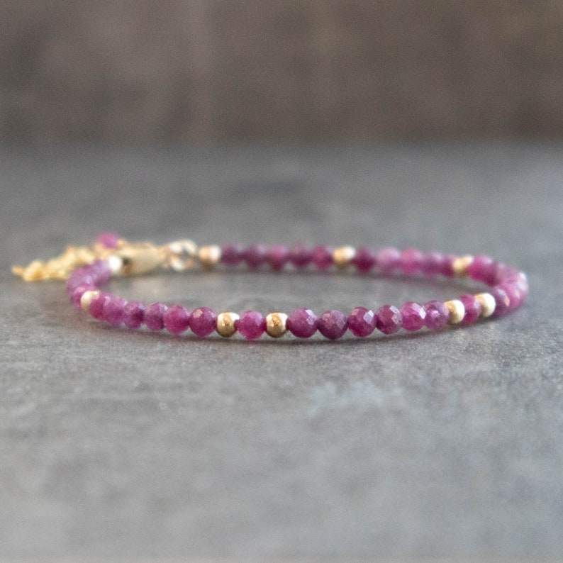 Ruby Bracelet, Wedding Anniversary Gifts, Ruby Birthstone Bracelet for Women in Gold, Silver&Rose Gold, Ruby Jewellery image 5