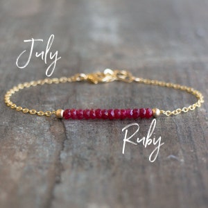 Ruby Bracelet for Women in Silver & Rose Gold, Birthday Gift for Her, Dainty Red Ruby Bracelet, Ruby Gold Bracelet, July Birthstone Bracelet