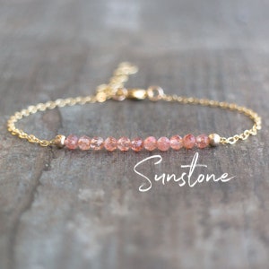 Sunstone Bracelet, Dainty Crystal Bracelet, Good Luck Crystal Jewelry, Bridesmaid Gifts for Her, Gemstone Beaded Bracelet, Bohemian Jewelry