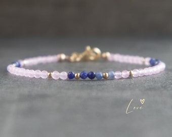 Sodalite & Rose Quartz Bracelet, Love Crystal Bracelet, Reiki Bracelet, Self Love Bracelet for Women