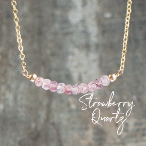 Strawberry Quartz Necklace, Pink Quartz, Heart Chakra Necklaces for Women