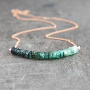 Raw Emerald Necklace, Gifts for Her, Emerald Jewelry, May Birthstone, Crystal Layering Necklaces for Women image 1