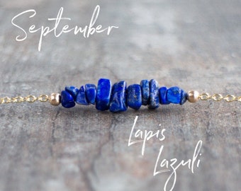 Lapis Lazuli Necklace, Raw Crystal Necklace, September Birthstone Gifts for Her