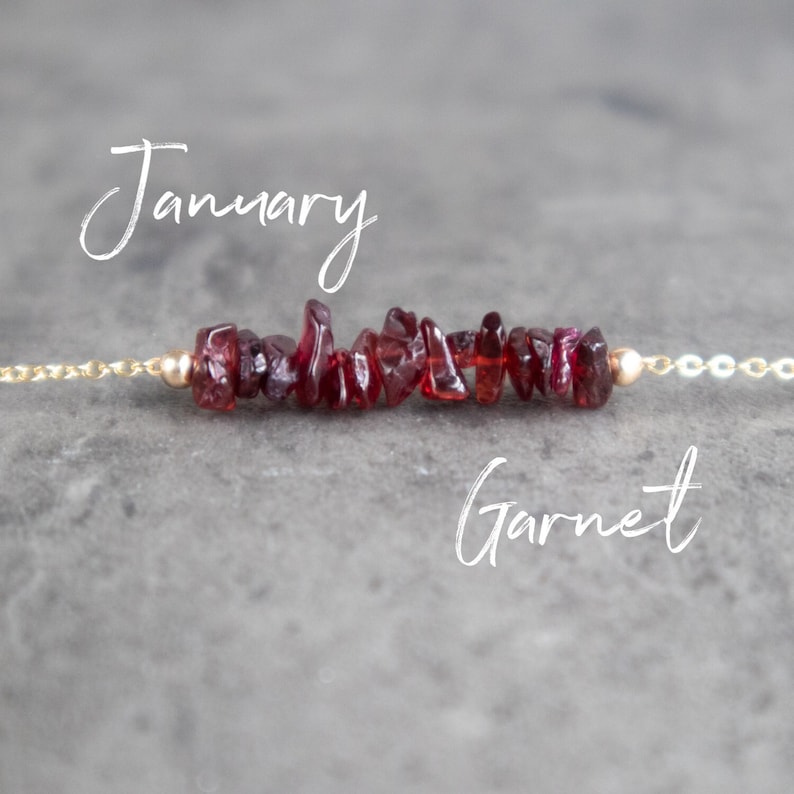 Garnet Necklace, January Birthstone Necklaces for Women, Raw Crystal Necklace, Gifts for Her image 1