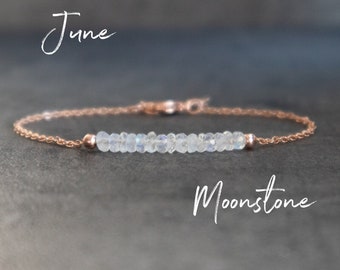 Mondstein Armband, Juni Geburtstagsgeschenk für Sie, Edelstein Armband, Juni Birthstone Armband, Regenbogen Mondstein Schmuck, Geschenk Freundin