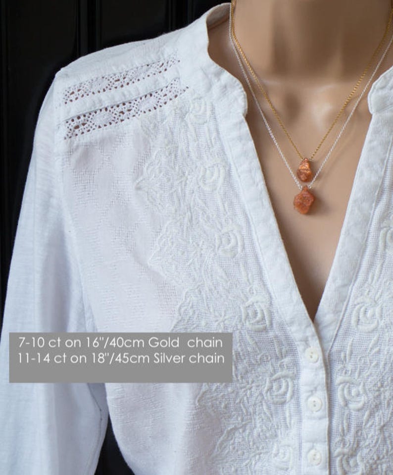 Raw Crystal Necklace Sunstone Necklace Good Luck Gift for Etsy UK