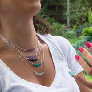 Raw Tourmaline Necklace, Watermelon Tourmaline Jewelry, Multicolor Rainbow Tourmaline Raw Crystal Necklaces for Women image 8