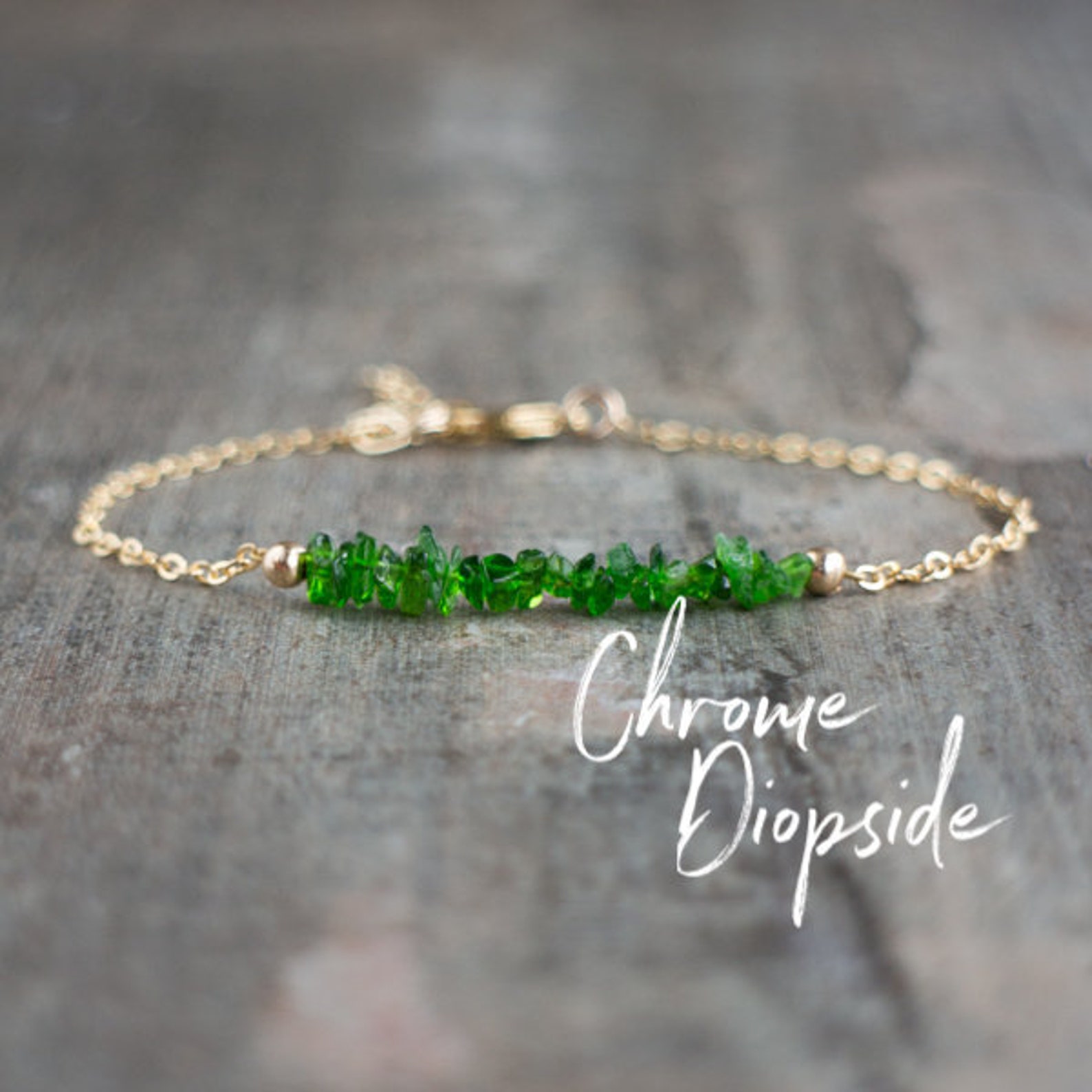 Healing Crystal Bracelet Green Chrome Diopside Gift for Etsy