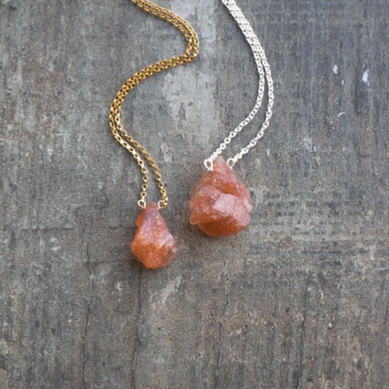 Raw Crystal Necklace Sunstone Necklace Good Luck Gift for - Etsy UK