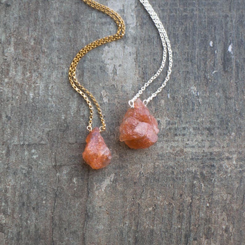 Raw Crystal Necklace Sunstone Necklace Good Luck Gift for Etsy UK