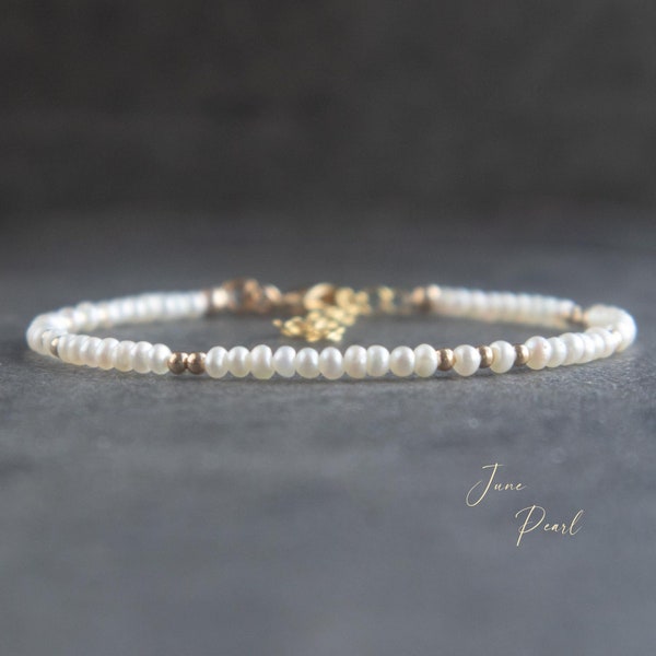 Dainty Pearl Bracelet, June Birthstone Bracelets for Women, Gifts for Her, Freshwater Pearl Jewelry