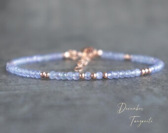 Tanzanite Bracelet, December Birthstone Bracelets for Women, Beaded Gemstone Bracelet, Gifts for Her