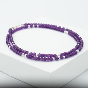 Amethyst Necklace, Beaded Gemstone Choker, Amethyst Jewelry, February Birthstone Gifts for Women image 2